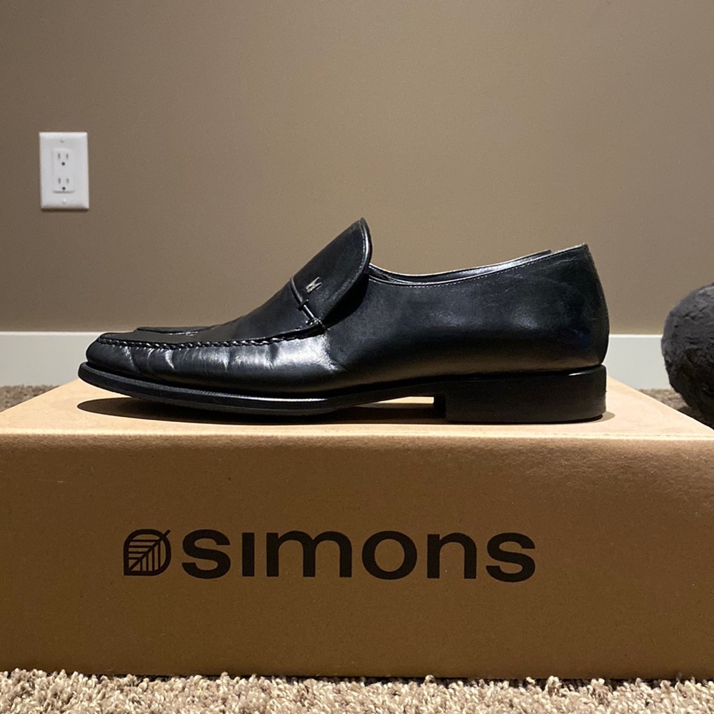 MORESCHI Beautiful Slip On Black Leather Loafers